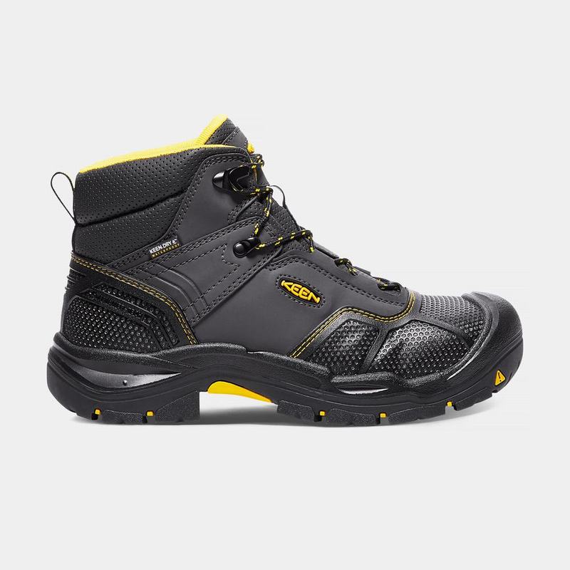 Keen Logandale Waterproof Steel Toe Mens Work Boots Black Sale (9274-PKRDS)